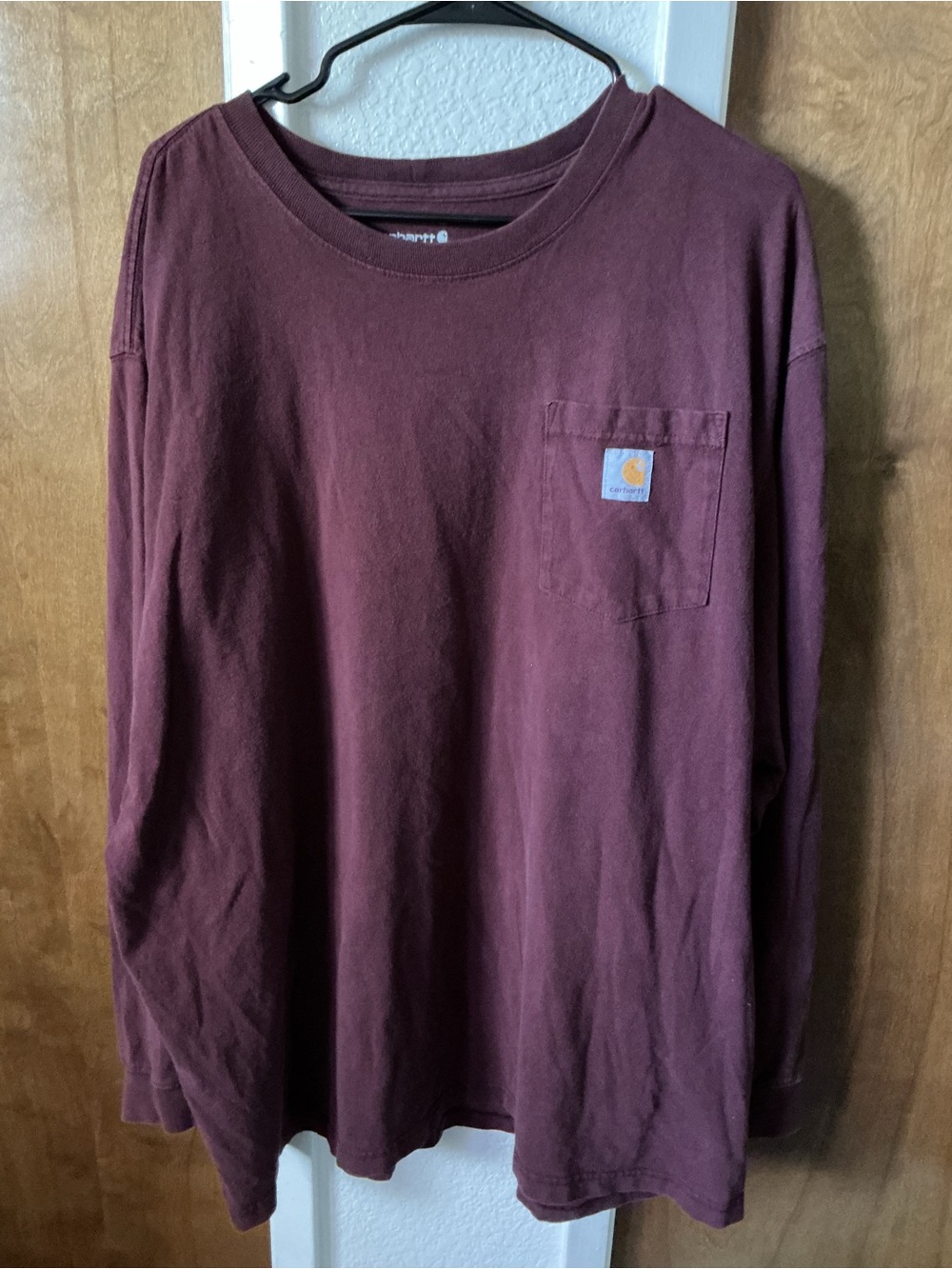 Carhartt Mens 2XL Purple Long Sleeve Pocket T Shirt loose Fit Workwear Tee